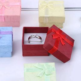 Jewelry Boxes Fashion Bowknot Ribbon Jewelry Box Ring Earrings Necklace Gift Jewelry Organizer Paper 4*4cm Jewelry Packaging Storage Box