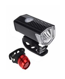 Bike Bicycle Light Black Waterproof Front Led Lamp USB Charging Bicycle Red Safety Warning Taillight Suit Light Super Bright6990090