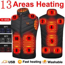 Men's Vests 13 Area Usb Heated Vest For Man Women Jacket Men Heating Tactical Down Bodywarmer Heater Veste