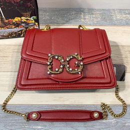 Shoulder Bags Retro Solid Colour Hardware Rivets Pearl Letters Cowhide Bag Ladies Fashion Large-capacity Messenger