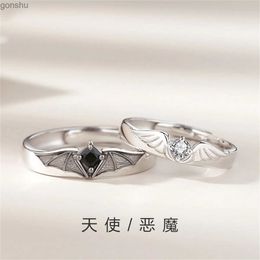 Couple Rings Retro Angel Devil Wings Couple Ring for Mens Fashion and Creativity Personalised Flying Wings Open Ring Set for Couples Punk Jewellery WX