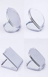 New Silver Pocket Thin Compact Mirror Blank Round Heartshaped Metal Makeup Mirror DIY Costmetic Mirror Wedding Gift2115189