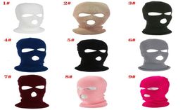 Beanie Balaclava Winter Full Face Hat Warm Ski Mask 3 Hole Knitted Outdoor White Black6773252