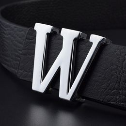 Designer belts men high quality luxury brown belt fashion buckle W belt genuine leather Waist Strap male cowhide jeans waistband Y0909 232L