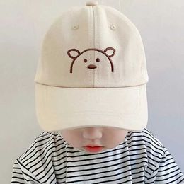 HL91 Caps Hats Childrens hats in spring and summer cute bear embroidery for girls boys baseball caps babies sun protection breathability d240509