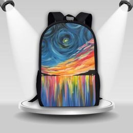 Backpack Coloranimal Colourful Seaside Oil Painting Lady Casual Cute 17-inch Travel Bag Summer Children Large-capacity Schoolbags