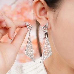 Dangle Earrings Fashion Originality Super Sparkling Zircon Geometric Triangle With Elegant Women's Birthday Party Gift Accessories