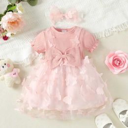 Girl's Dresses Summer Baby Girl Dress 3D Butterfly Net Bubble Sleeve Dress 3-24M Preschool Baby Girl Birthday Party Princess Cute DressL2405