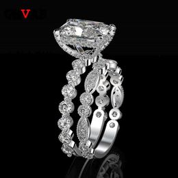 OEVAS 100% 925 Sterling Silver Wedding Rings Set For Women Sparking Created Moissanite Gemstone Diamonds Engagement Fine Jewellery 2841