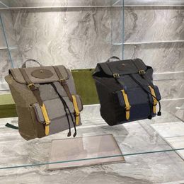 Classic Mens Soft Travel Backpack Katy Perry Sup Web Straps Brown Yellow Vintage Canvas Bag Luxurys Designer Shoulder Bags 322C