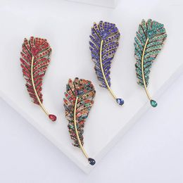 Brooches Creative Fashionable Exquisite Design Personalized Rhinestone Feather Brooch Women's Dress Party Banquet Pin Accessories