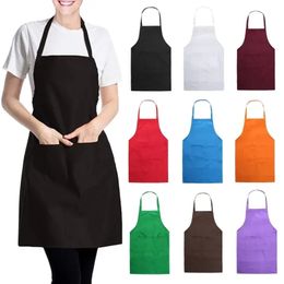 Adjustable Cooking Apron Unisex Household Solid Color Chef Waiter Barbecue Hairdresser Adult Pocket Kitchen Supplies Tool 240508