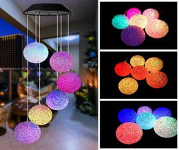 LED Solar Wind Chime Light Hanging Spiral Lamp Ball Wind Spinner Chimes Bell Lights For Christmas Outdoor Home Garden Decor6429428