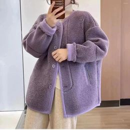 Women's Fur 2024Winter Clothes Jacket For Women Lambwool Coat Korean Fashion Outerwear Loose OverSize Thick Parkas Warm Top Long Sleeve