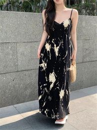 Casual Dresses Alien Kitty Slim Slip Maxi Dress Florals Holiday Bottoming Stylish Autumn Chic 2024 Gentle Sweet Office Lady High Street