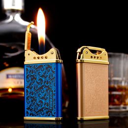 TX Creative Grinding Wheel Lighter Open Flame Cigarette Lighter Personality Tangcao Pattern Metal Cigarette Wholesale