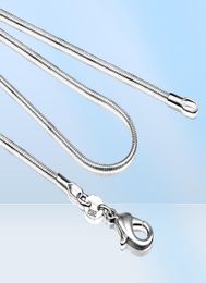 Long 16-28inch (40-80cm) 100% Authentic Solid 925 Sterling Silver Chokers Necklaces 1mm Chains Necklace for Women Wholesale X016381649