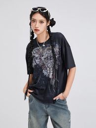 Women's T Shirts Women Grunge Clothes Y2k Short Sleeve Oversized Shirt Graphic Printed Tops Aesthetic Vintage Teen Girls Baggy Tee