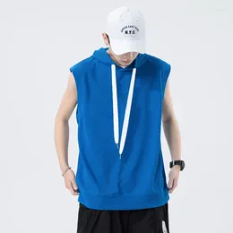 Men's Tank Tops Top Men Hooded Sleeveless Vest T-shirt Hip Hop Summer Male Outdoor Sports Fitness High Street