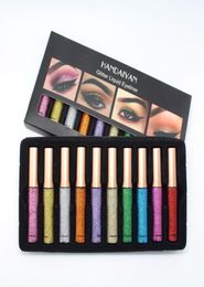 10PCSSET HANDAIYAN Glitter Eyes Liner For Women Easy to Wear Waterproof Pigmented Red White Gold Liquid Eyeliner Glitter Makeup9122614