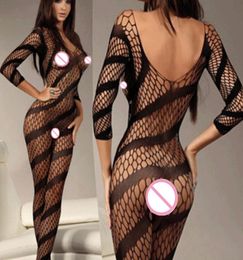 Latex Catsuit Sex Mesh Fishnet Tights Body Suit Stockings Women Erotic Lingerie Sexy Open Crotch Teddies Bodysuits Bodystockings9176058