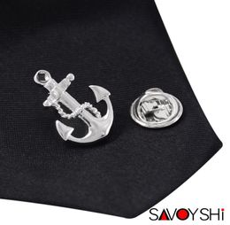 SAVOYSHI Novelty Silver Anchor Shape Men Lapel Pin Brooches Pins Fine Gift for Mens Brooches Collar Party Gift Brand Jewelry2474010