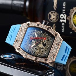 2022 Diamond 3-pin quartz watch transparent bezel men's automatic watch men's designer wrist waterproof Reloj Hombre 1887