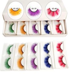 Thick Colored Faux Mink 3D Eyelashes Dramatic Super Long Fluffy Color False Eye Lashes for Halloween Cosplay Stage Makeup 11312352512