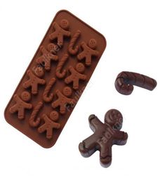 Silicone Gingerbread Man Crutch Mould 12 Grid Christmas Gingerbread Man Chocolate Fondant Cake Mould 2110515cm DAF803879759