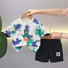 Clothing Sets 2024 Designer Baby Boy 18 Months Old Summer Clothes For Kids Cartoon Printed Short Sleeve T-shirts And Shorts Boys Outfits Set