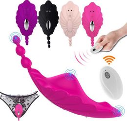 Wearable Perineum Vibrator Butterfly Vagina Clitoris Stimulator Sex Toys for Women Remote Control Invisible Panties Anus Massagep08908076