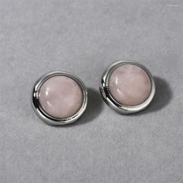 Stud Earrings 2024 Summer Natural Pink Crystal Simple Luxury Sweet Girl Lovely Piercing