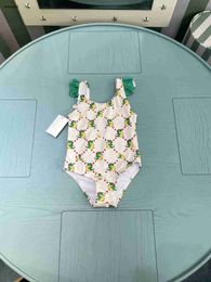 Luxury kids one-pieces Swimsuit Dinosaur pattern print girls swimwear size 80-150 CM Summer child Beach Bikinis Designer Children Swimwears 24May