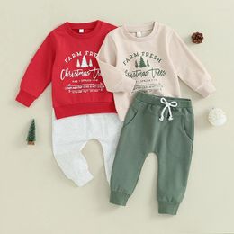 Clothing Sets Fashion Toddler Kids Boy Girl Chrismtas Clothes Xmas Letter Print Long Sleeve Pullover Sweatshirts Drawstring Pants Outfits