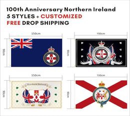 Custom Digital Print 3x5ft 19212021 Northern Ireland Flag 100th Anniversary Ni UK Ulster British Celebration Banner for Indoor Ou8333671