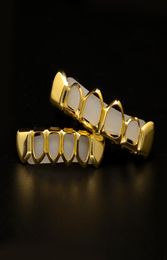 Gold Colour Bottom Lower Teeth Four Open Face Tooth Grills Top and Bottom Teeth Set Silver And Gold Tone Hip Hop Grills Set9369071