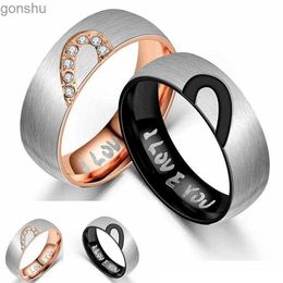 Couple Rings Stainless steel couple ring engagement and wedding ring titanium romantic jewelry Valentines anniversary gift WX
