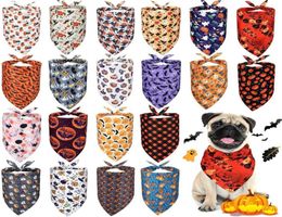 20 Pieces Halloween Dog Bandanas Pumpkin Ghost Dog Triangle Scarf Bibs Pet Triangle Plaid Kerchiefs For Small Medium Large Pets9681611399