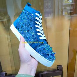 Casual Shoes European And American Rivet High Top Men's Rhinestone Women's Fashionable Trendy Couples