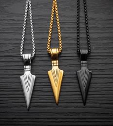 Cool Arrow Pendant Stainless Steel 316L Jewellery Trendy Hiphop Punk Necklace For Men Geometric Design 3 Colours Necklaces2232297