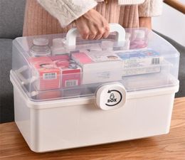 Medicine Box Portable First Aid Kit Storage Box Plastic Multifunctional Family Storage Organizer with Handle Large Capacity 2103159102049