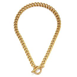 Chains Stainless steel OT Toggle Clasp Thick Link Chain Necklace For Men Women Hip Hop Chunky Choker Necklace Male Jewellery Gift d240509