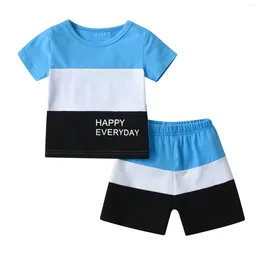 Clothing Sets 1 2 3 4Y Kids Baby Boy Casual Clothes Set Summer Short Sleeve Patchwork T-shirt Top Pants Toddler Boys 2pcs Outfits
