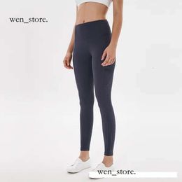 Lululemo Leggings Top Quality 24Ss LL Yoga Pocket Leggings Fast And Free High Waist Capris Seamless Align Running Wave Point Pants 875