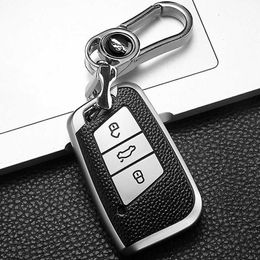 Car Key Leather Style Car Remote Key Case Cover Shell For Volkswagen VW Tiguan MK2 Magotan Passat B8 CC For Skoda Superb A7 Accessories T240509