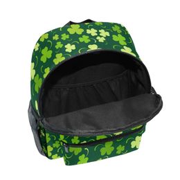 Backpacks Green Cute Backpack School Bags Beautiful Lucky Leaf Printing Pattern Rucksack Children Kids Kindergarten Backpack with Pen Bag