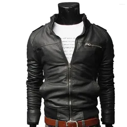 Men's Jackets 2024 Motorcycle Leather Jacket Slim Men Faux Outer Wear Clothing For Male Garment Man