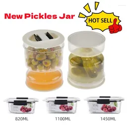 Storage Bottles Pickles Jar Dry And Wet Dispenser Pickle Olives Hourglass Cucumber Container For Kitchen Food Juice Separator Tools