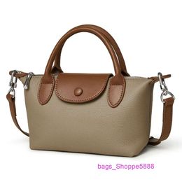Dumpling Bun Longxiang Womens Genuine Leather Handbag Top Layer Cowhide Single Shoulder Crossbody Bag Large Capacity Bags