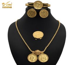 Jewelery Set African Bridal Earing Sets Womens Indian Gold Plated Jewellery Coin Necklace Wedding Rings Bracelet Egyptian Designer4946105